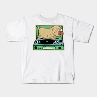 Pug Vinyl Turntable Kids T-Shirt